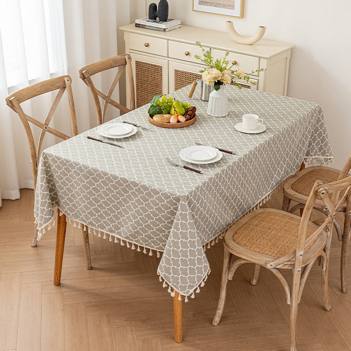 New Tasseled Printed Tablecloth