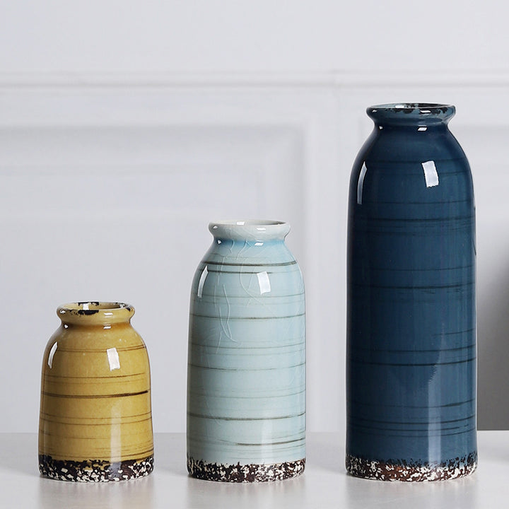 Multicolor Crackle-Glazed Ceramic Vase