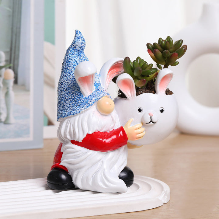 Resin Goblin-Shaped Planter Ornament with Egg