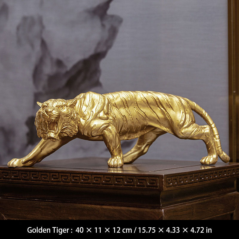 Power & Elegance Collection – Golden Tiger & Leopard Statues