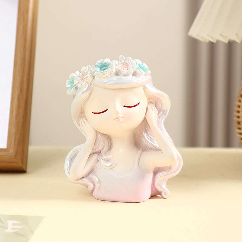 Girl-Themed Faux Potted Plant Decor