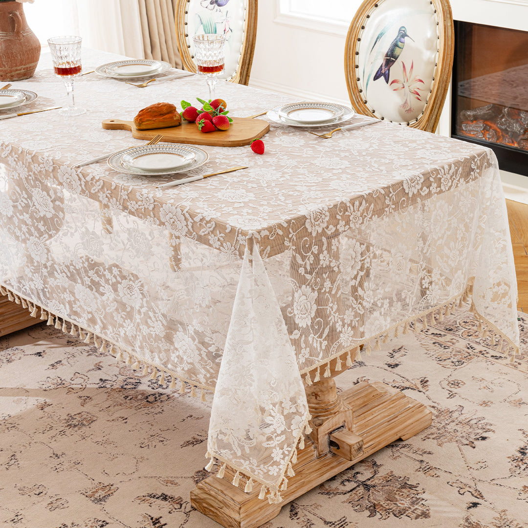 Affordable Luxury French Rose Lace Tablecloth
