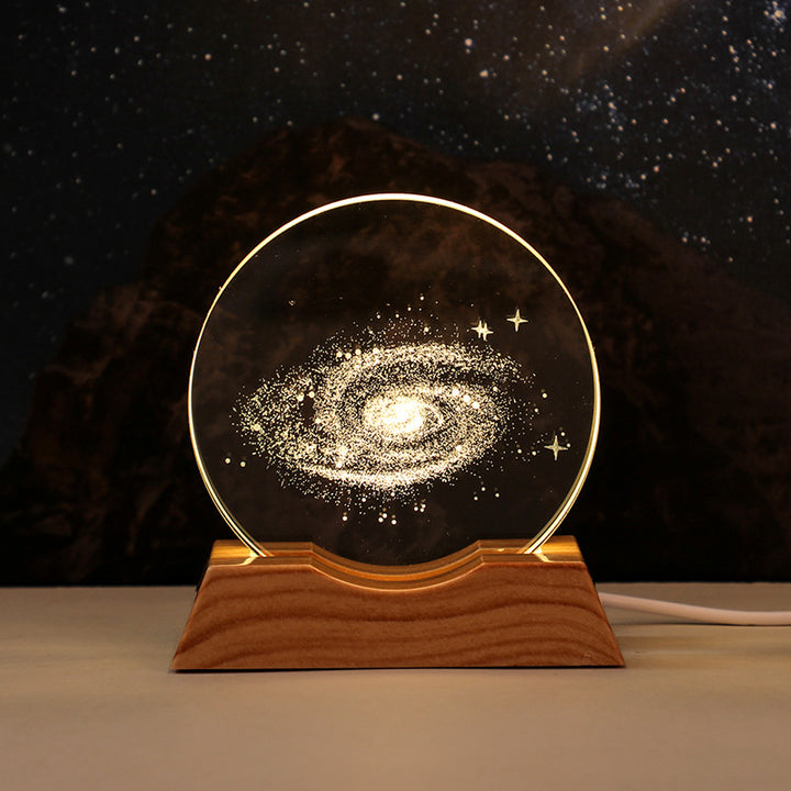 3D Laser-Engraved Crystal Disc + Lighted Plastic Base