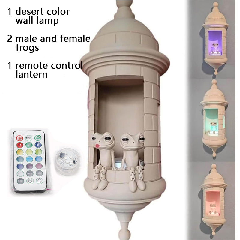 3D Desert-Colored Frog-Shaped Wall Lamp Set