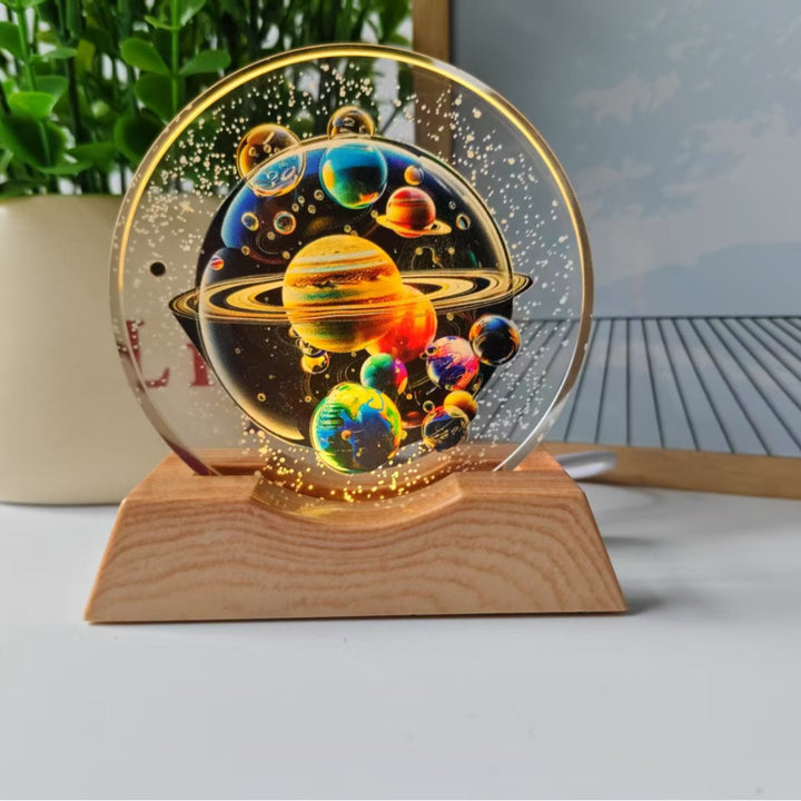 Starry Sky Color 3D Laser-Engraved Crystal Disc Night Light
