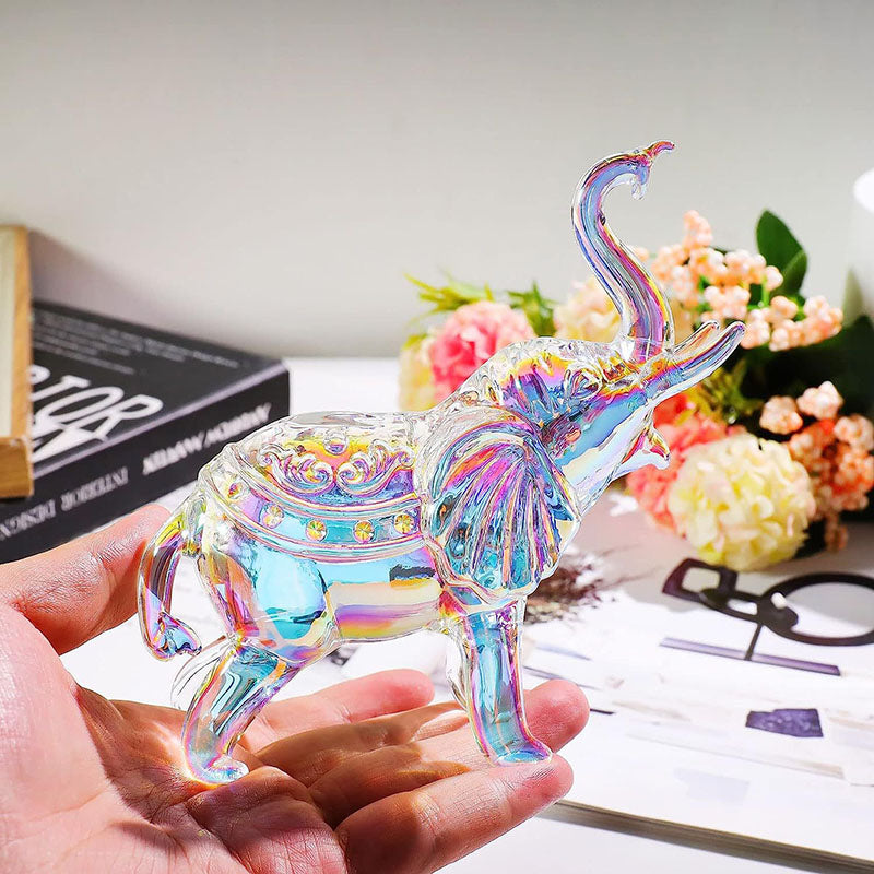 Luxury Rainbow Crystal Elephant – Symbol of Strength, Wisdom & Prosperity