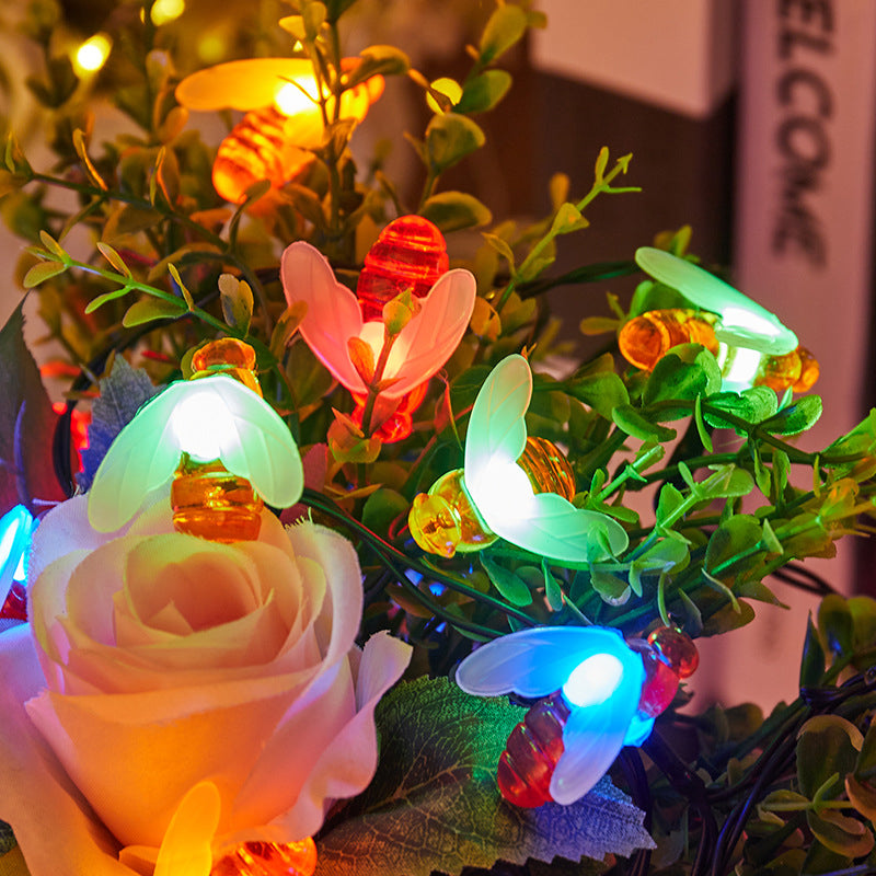 New Waterproof Solar-Powered Bee-Shaped LED String Lights