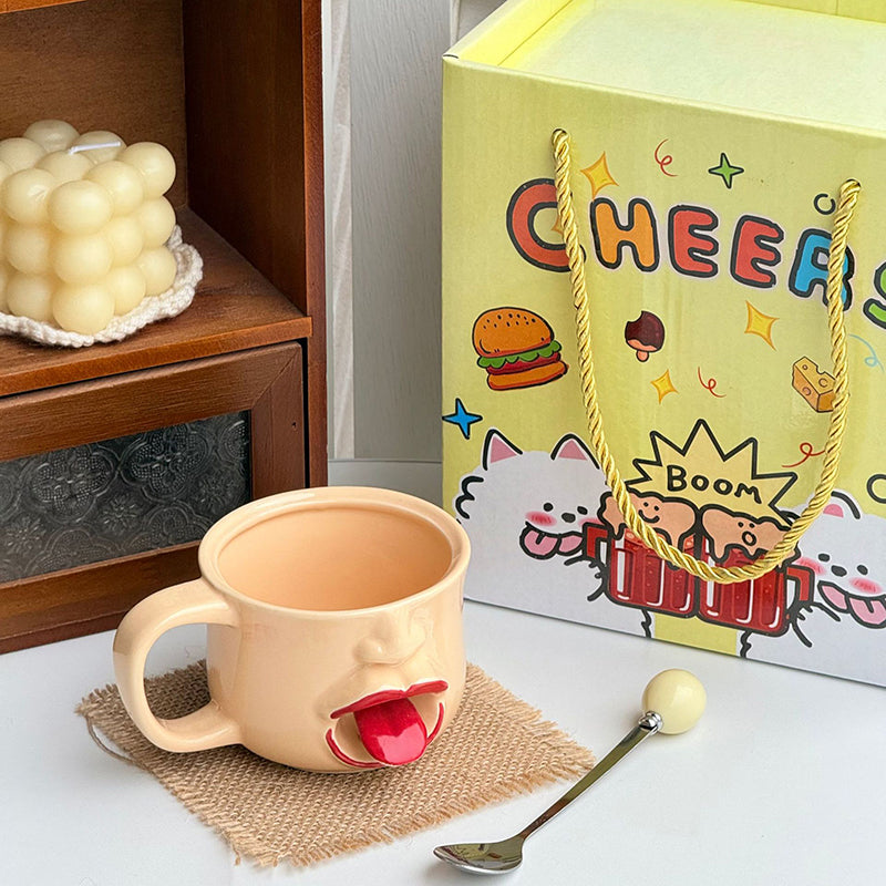 Quirky Tongue-Out Ceramic Mug