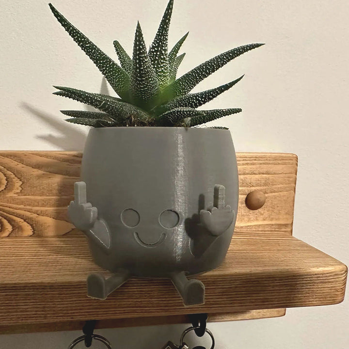Fun resin flowerpot: middle-finger design.
