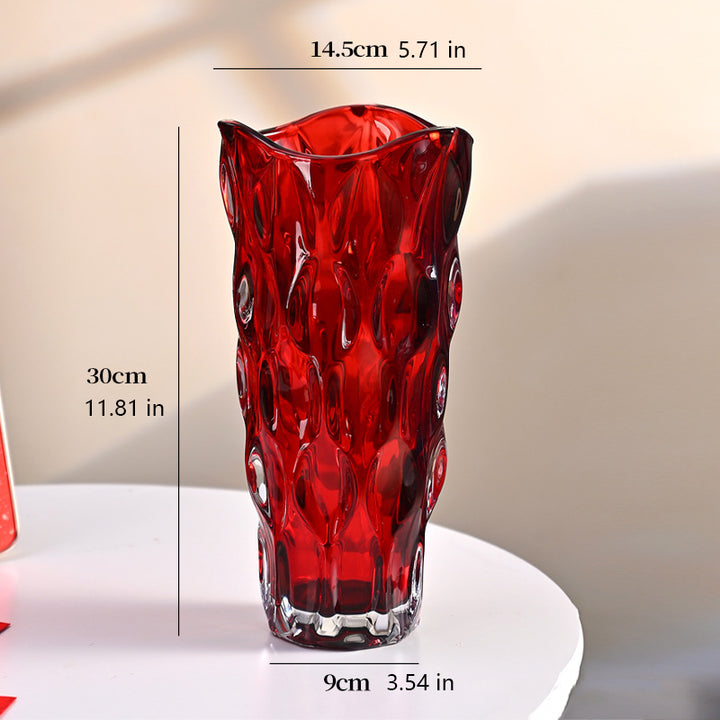 A thick, crystal-clear crystal glass vase.