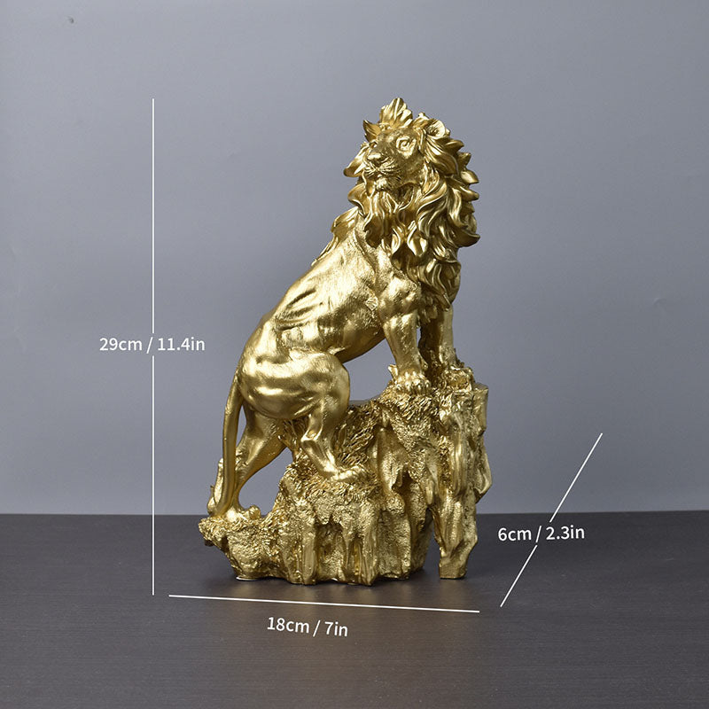 Majestic Golden Lion Sculpture – Symbol of Strength, Courage & Leadership