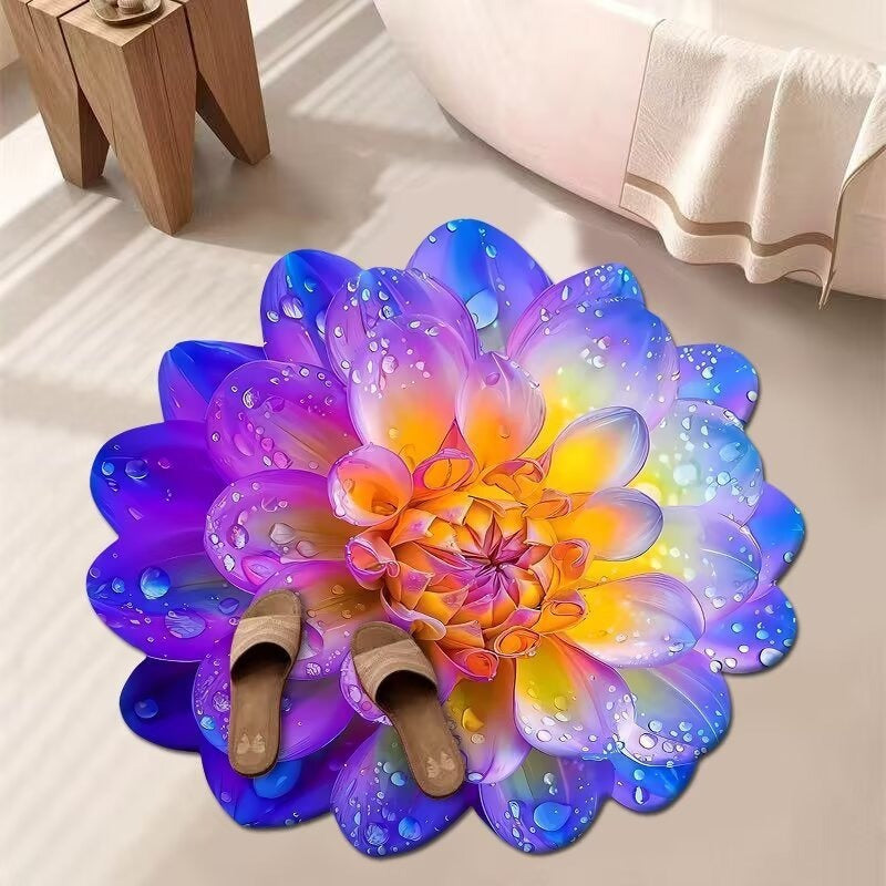 Stunning 3D Floral Pattern Diatomaceous Earth Bath Mat – Non-Slip &amp; Quick-Drying