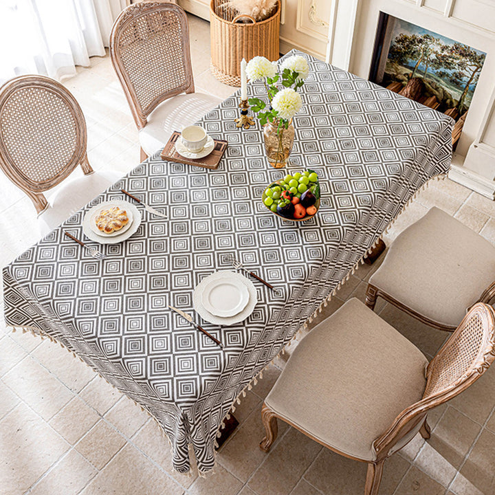 New Tasseled Printed Tablecloth