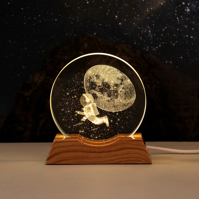 3D Laser-Engraved Crystal Disc + Lighted Plastic Base