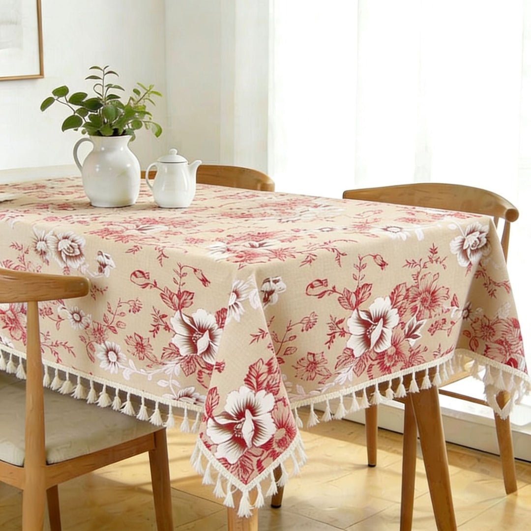Ethnic-style vintage cotton-linen tablecloth