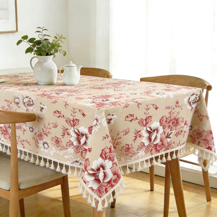 Ethnic-style vintage cotton-linen tablecloth