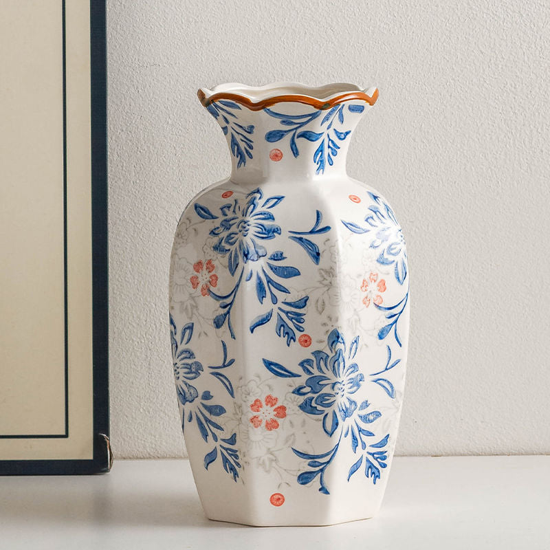 High-quality blue and white porcelain floral vase