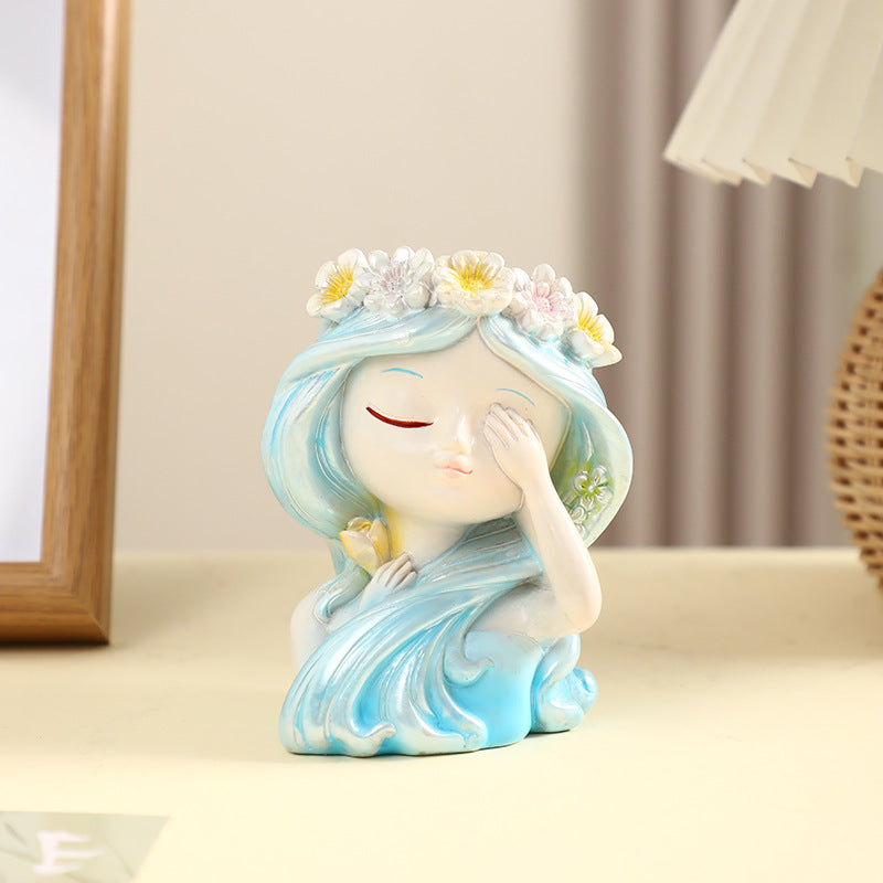 Girl-Themed Faux Potted Plant Decor