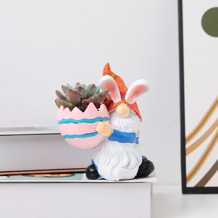 Resin Goblin-Shaped Planter Ornament with Egg