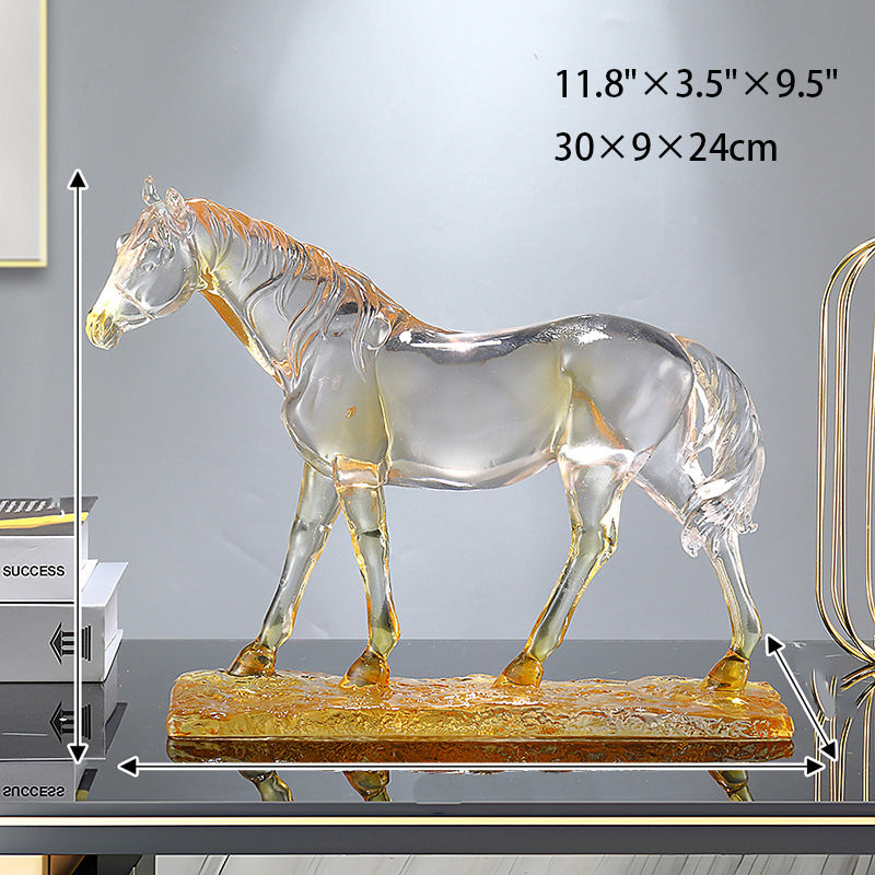 High-end transparent resin horse figurine