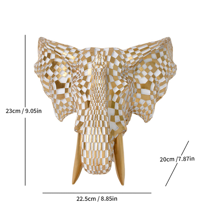 High-end resin mosaic elephant head wall mount