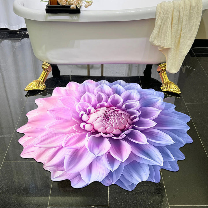 Visually stunning 3D floral-patterned non-slip, absorbent floor mat.