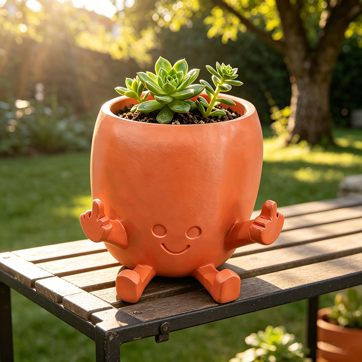 Fun resin flowerpot: middle-finger design.