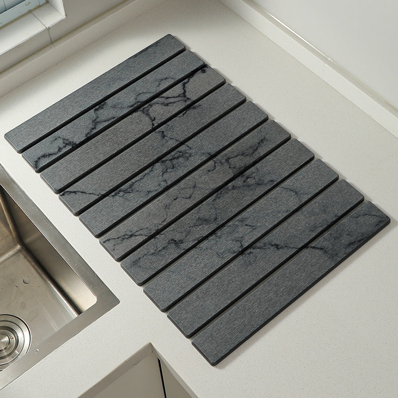 Foldable Marble-Pattern Countertop Mat (Absorbent &amp; Heat-Resistant)