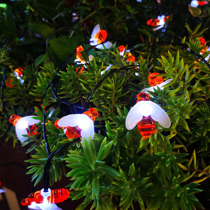 New Waterproof Solar-Powered Bee-Shaped LED String Lights