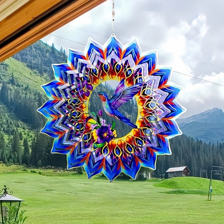 Stainless Steel 3D Visual Mandala Wind Spinner Hanging Ornament