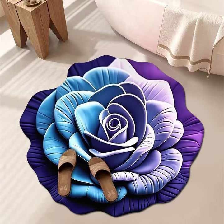 Stunning 3D Floral Pattern Diatomaceous Earth Bath Mat – Non-Slip &amp; Quick-Drying
