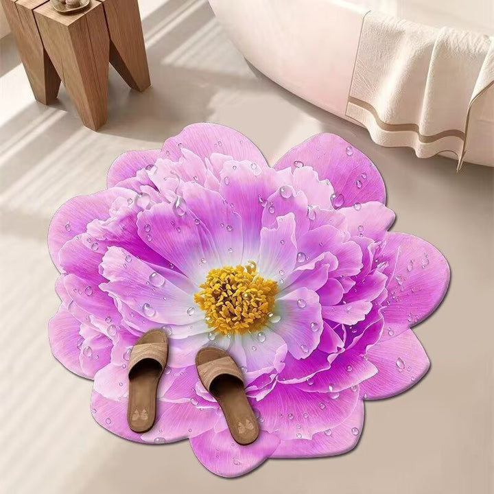 Stunning 3D Floral Pattern Floor Mat – Non-Slip &amp; Quick-Drying
