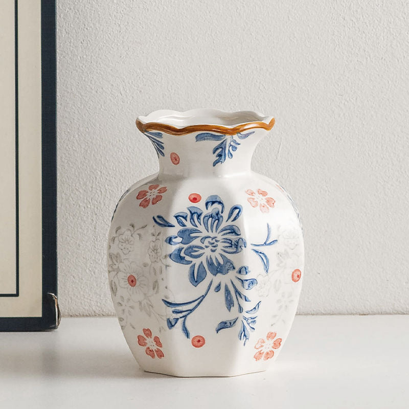 High-quality blue and white porcelain floral vase