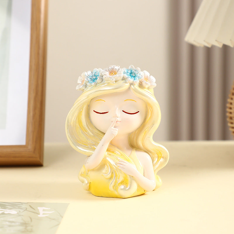 Girl-Themed Faux Potted Plant Decor