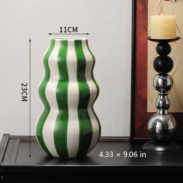 Nordic Retro Striped Ceramic Vase