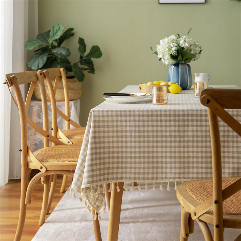 Waterproof and oil-resistant cotton-linen fabric with tassel details