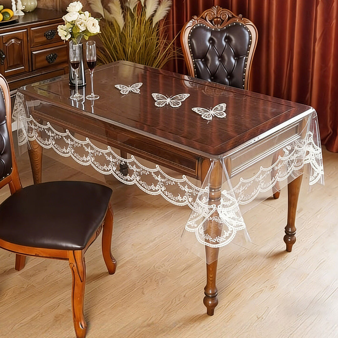 Luxury Transparent Floral Table Protector