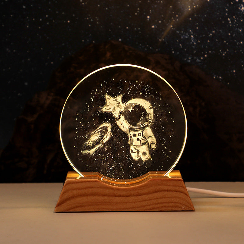 3D Laser-Engraved Crystal Disc + Lighted Plastic Base