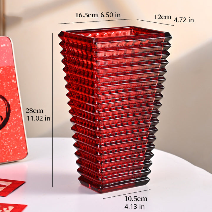 A thick, crystal-clear crystal glass vase.