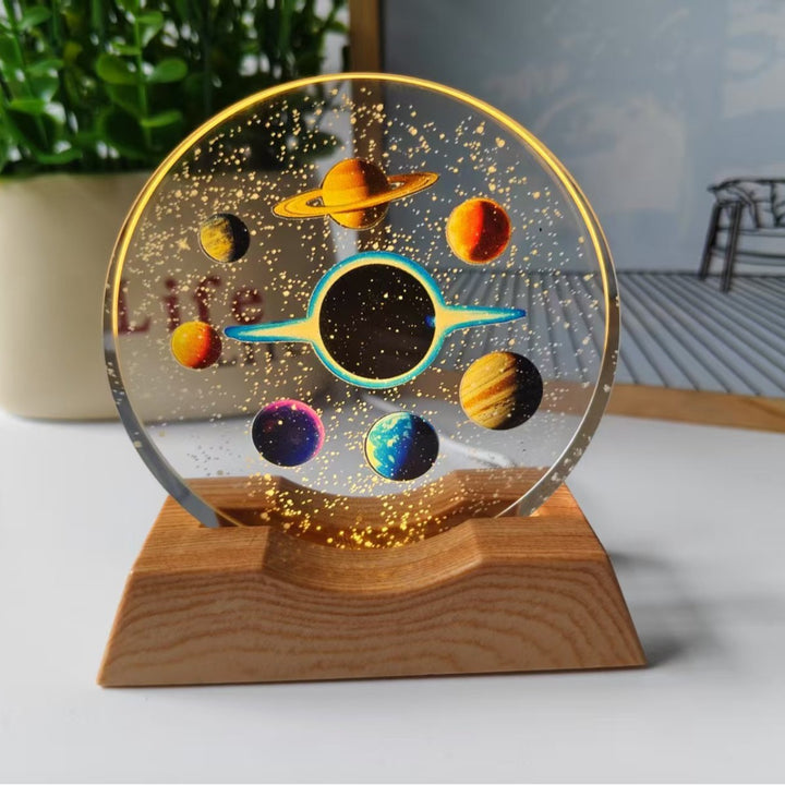 Starry Sky Color 3D Laser-Engraved Crystal Disc Night Light
