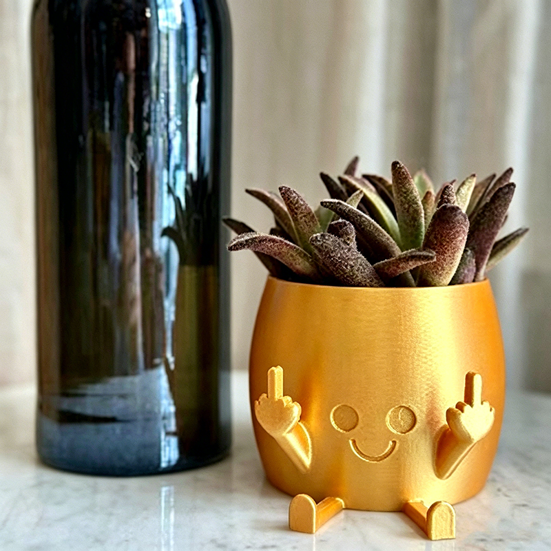 Fun resin flowerpot: middle-finger design.