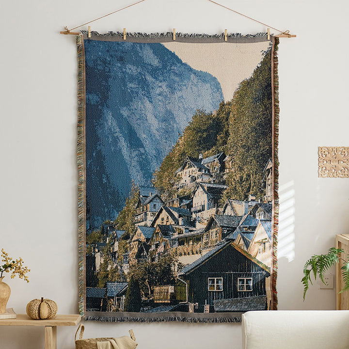"Instagram-style" fabric wall hanging with cotton tassels