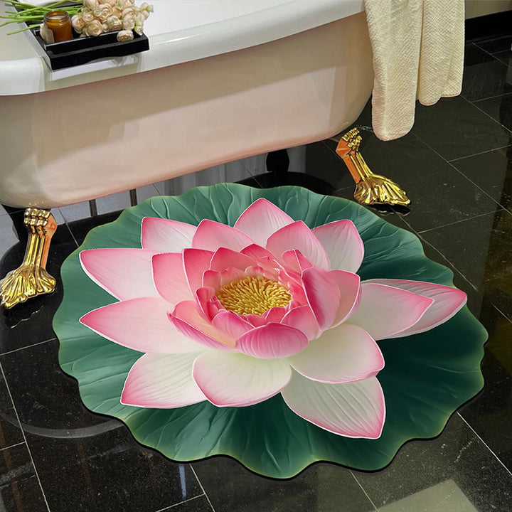 Visually stunning 3D floral-patterned non-slip, absorbent floor mat.