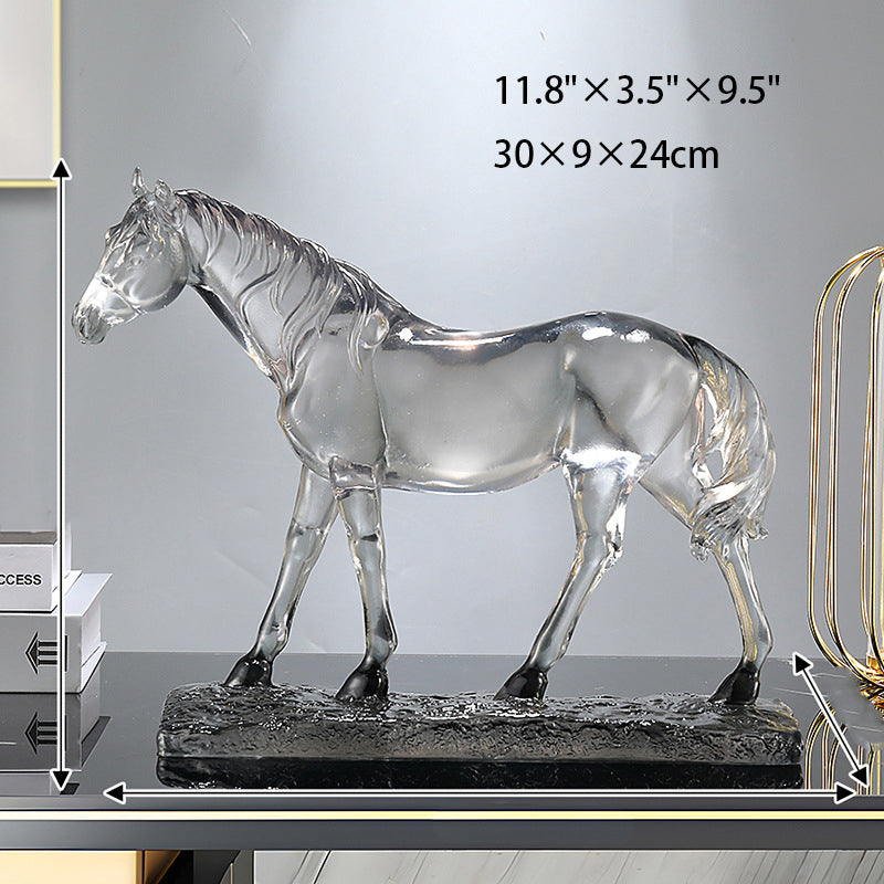 High-end transparent resin horse figurine