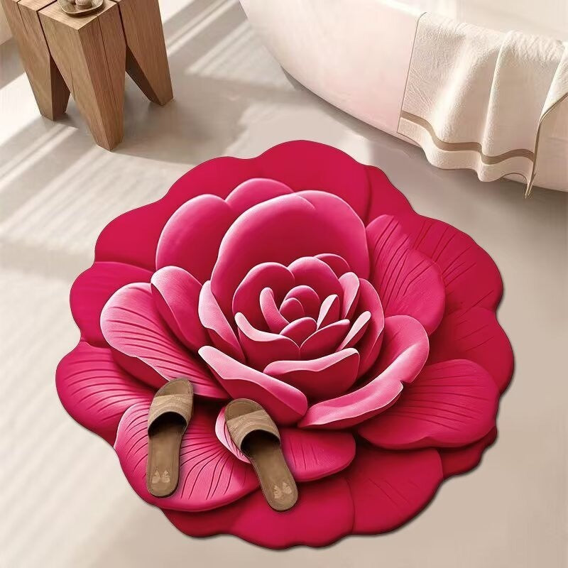 Stunning 3D Floral Pattern Floor Mat – Non-Slip &amp; Quick-Drying