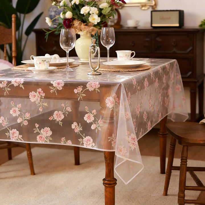 Luxury Transparent Floral Table Protector