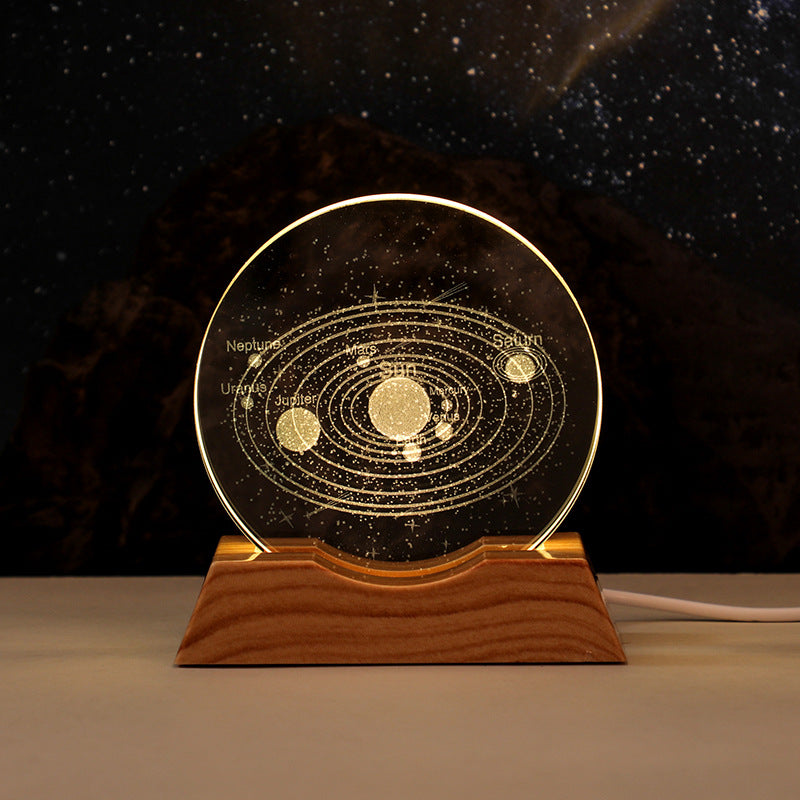 3D Laser-Engraved Crystal Disc + Lighted Plastic Base