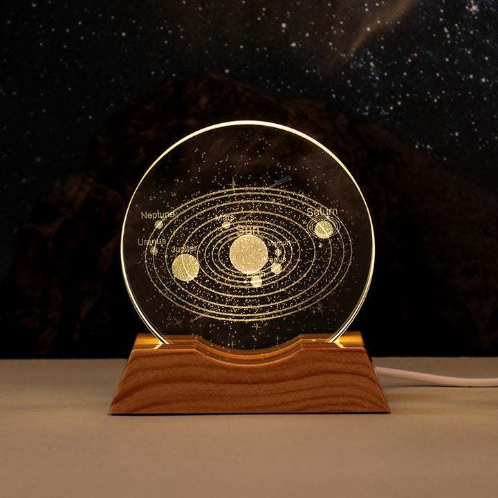 3D Laser-Engraved Crystal Disc + Lighted Plastic Base