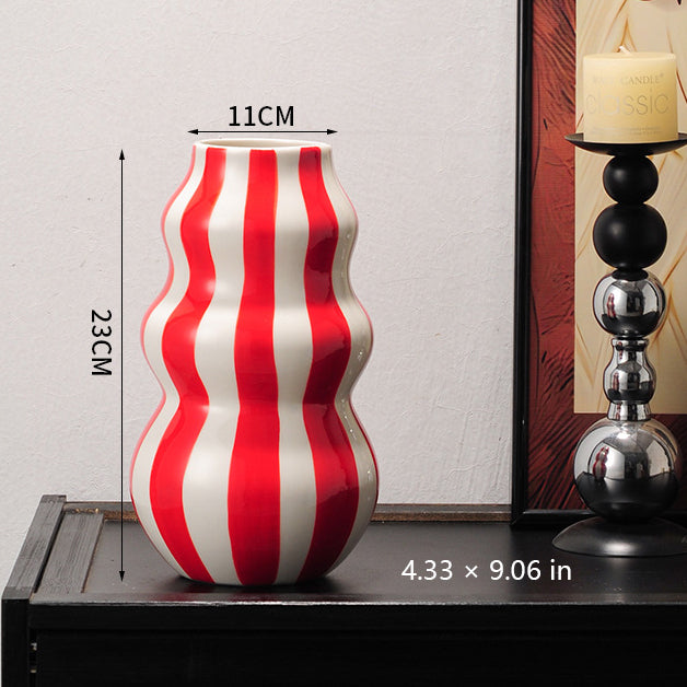 Nordic Retro Striped Ceramic Vase
