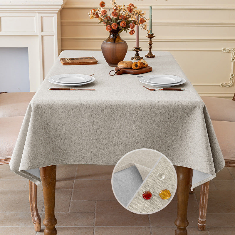 Triple-Protection Solid-Color Cotton-Linen Tablecloth